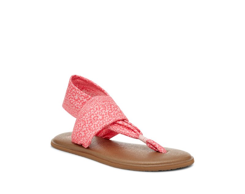 Sanuk Yoga Sling Burst Print Vegan Leopard Kids' Sandals Pink Leopard | Canada 298QMA